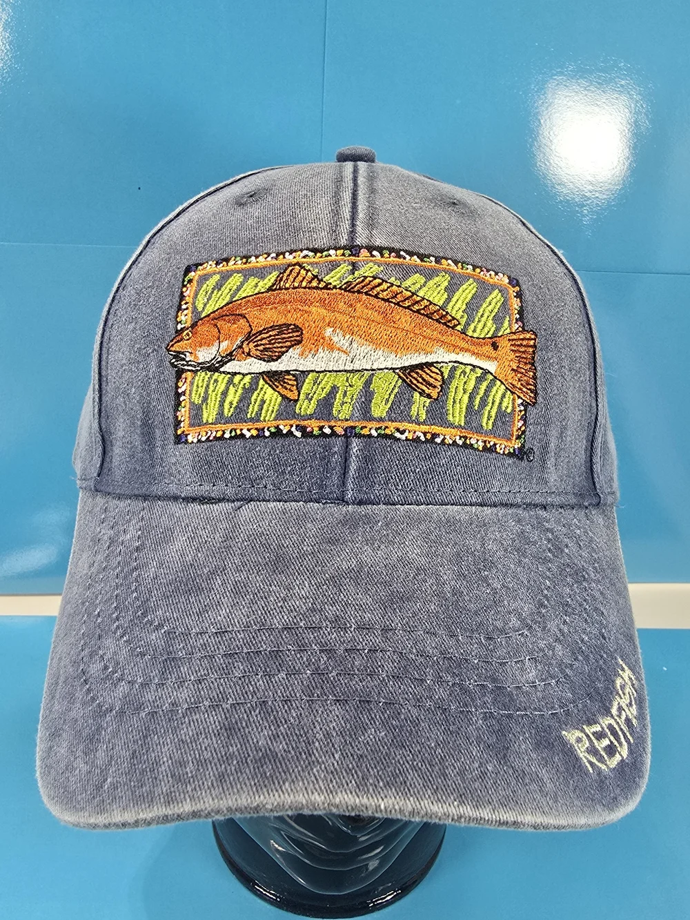Flying Fisherman Redfish Embroidered Blue Fishing Hat NWT